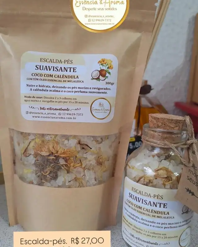 Escalda-pés Coco e Calêndula 180 g, da Essência & Aroma