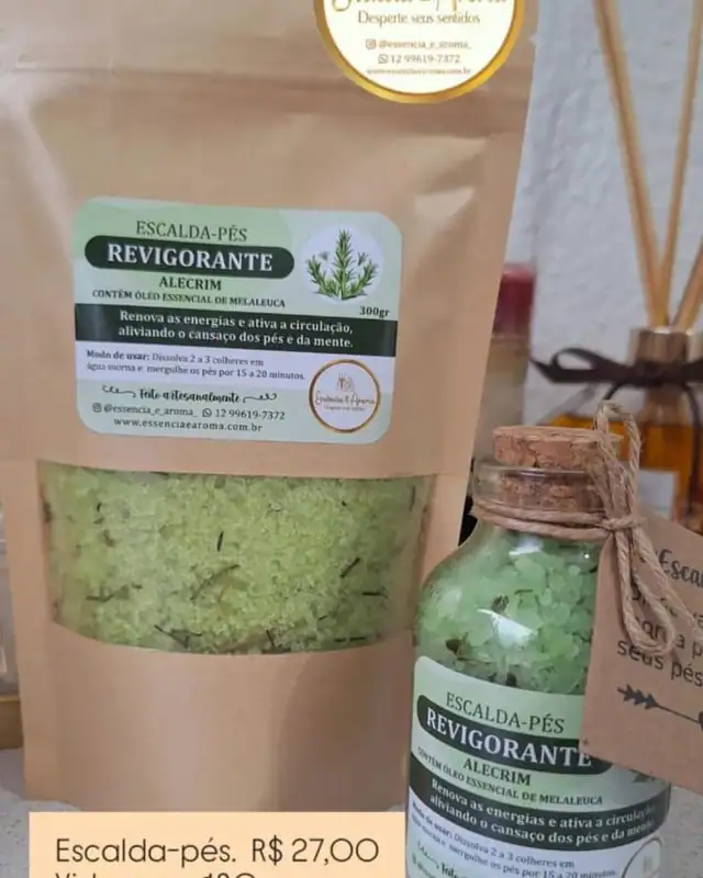 Escalda-pés Alecrim 180 g, da Essência & Aroma